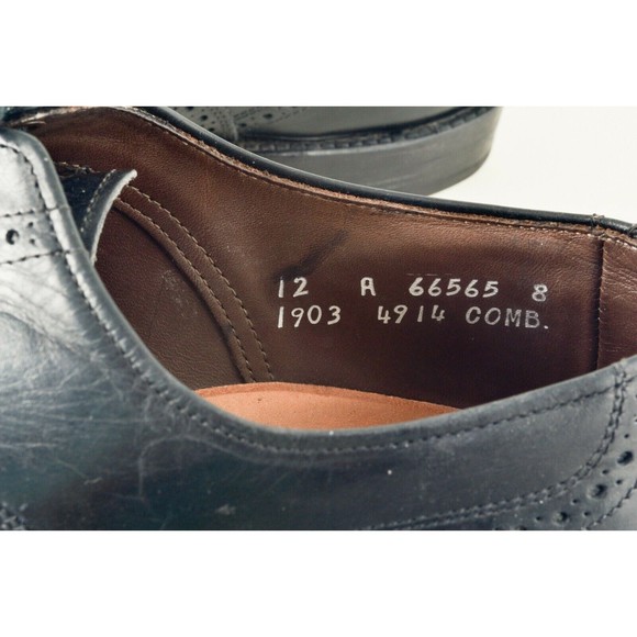 ALLEN EDMONDS CHESTER US 12 A BLACK LEATHER WINGTIP CLOSED VAMP - Picture 3 of 8